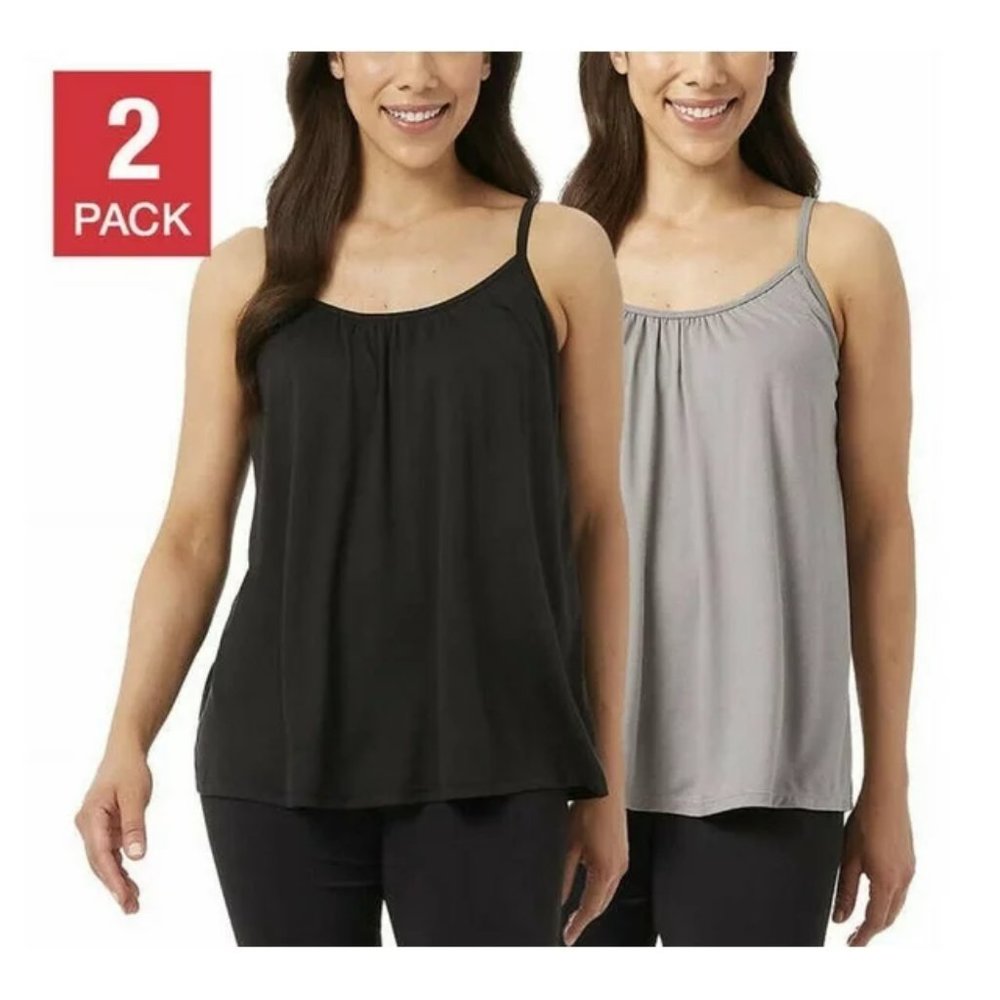 NWT 32 Degrees Women's 2 Pack Bra Top Cami Black/Gray Size S $60 YY012